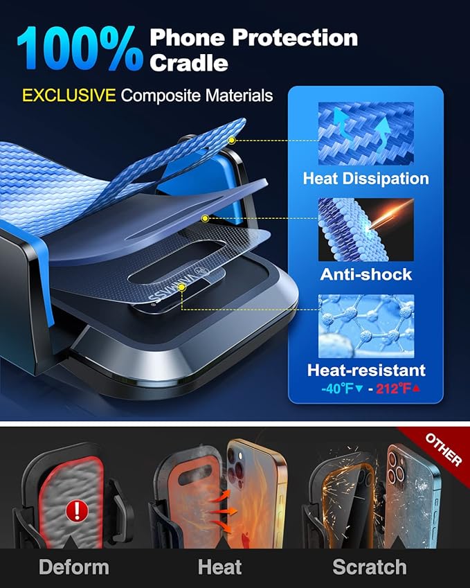 VANMASS【85+LBS Strongest Suction & Military-Grade Ultimate Car Phone Mount【Patent & Safety Certs】 Cell Phone Holder for Dash Windshield Vent for iPhone 17 Pro Max Automobile Accessory Kits,Light Blue