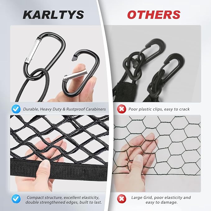 Karltys Envelope Style Cargo Net for Kia Sportage 2023 2024 2025 2026, Elastic Rear Trunk Cargo Net for 2025 Sportage Accessories Heavy Duty Nylon Mesh Storage Netting Organizer with Metal Hooks