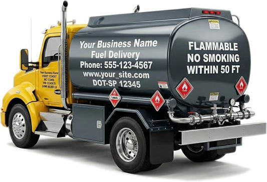 Custom Vinyl Lettering for Trucks – Personalized Decal for Fuel Trucks, Tankers & Commercial Vehicles, Up to 5 Lines Text, Weatherproof Sticker for Fleet, Business, Windows & Signs