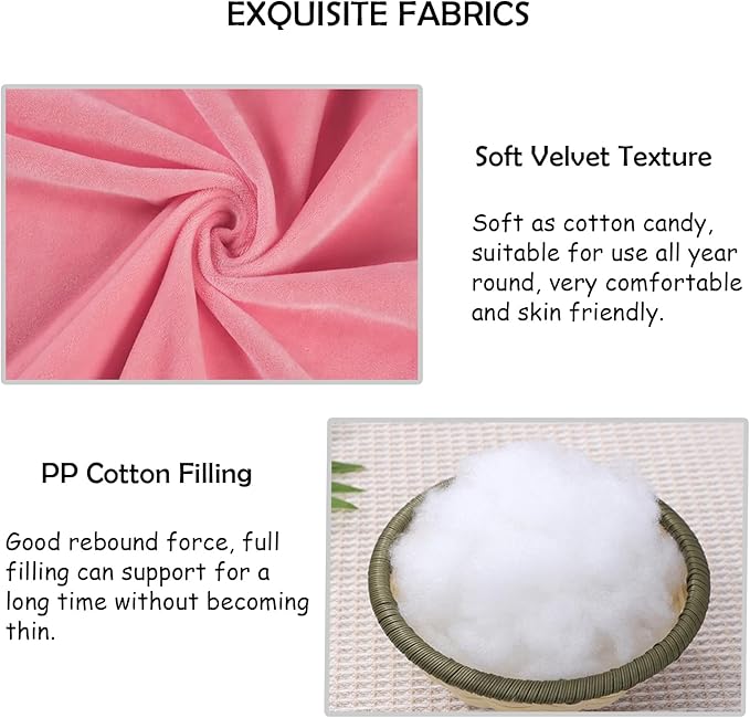 2 Pack Square Seat Cushion Chair Pads for Kitchen Dining Chairs, Soft Comfort Velvet Chair Mat Pillow Cushions with Ties for Office Desk Living Room Tatami 15.5", Pink