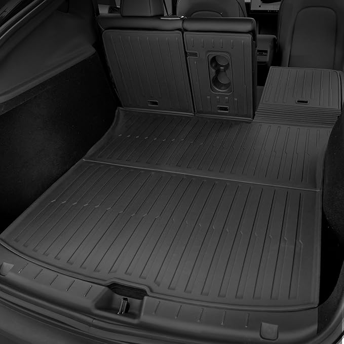Cargo Mat for 2025 2026 Tesla Model Y Juniper Accessories (Standard Models Only), Full Coverage All Weather Trunk Cargo Liner with Backrest Protectors for Model Y 5 Seats