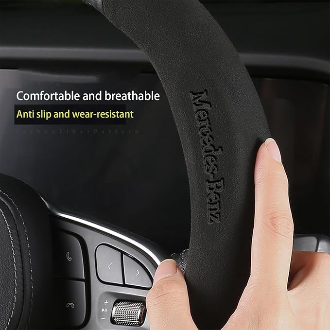 15inch Pattern Carbon Fiber for Mercedes Benz Steering Wheel Cover Segmented Steering Wheel Protector Fit Mercedes Benz A C E S Class Series GLK CLA GLA GLC GLE CLS SLK Accessories