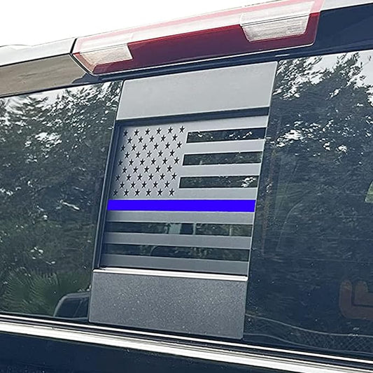 Zxiaochun Rear Middle Window American Flag Decal for Chevy Silverado GMC Sierra 2019 2020 2021 2022 2023 2024 2025 2026 Back Center Sliding Window Glass USA Flag Vinyl Sticker(Thin Blue Line)