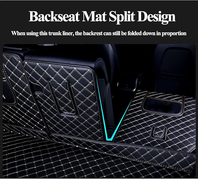 for BMW X7 2+3+2 Seater Trunk Mat Cargo Cover Dog Liner Boot Liner Full Coverage 3D Laser Measured (Trunk Mat+2nd Row Backrest Mat+3rd Row Backrest Mat+Both Sides Panel) (Black/Black