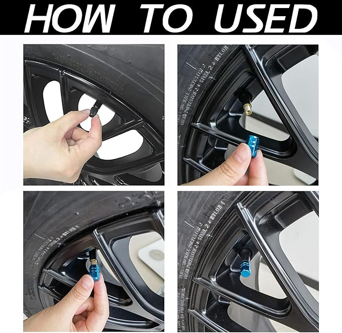 JUSTTOP Car Tire Valve Stem Caps, 12pcs Air Caps Cover, Universal for Cars, SUVs, Bike, Trucks and Motorcycles-Pale Blue