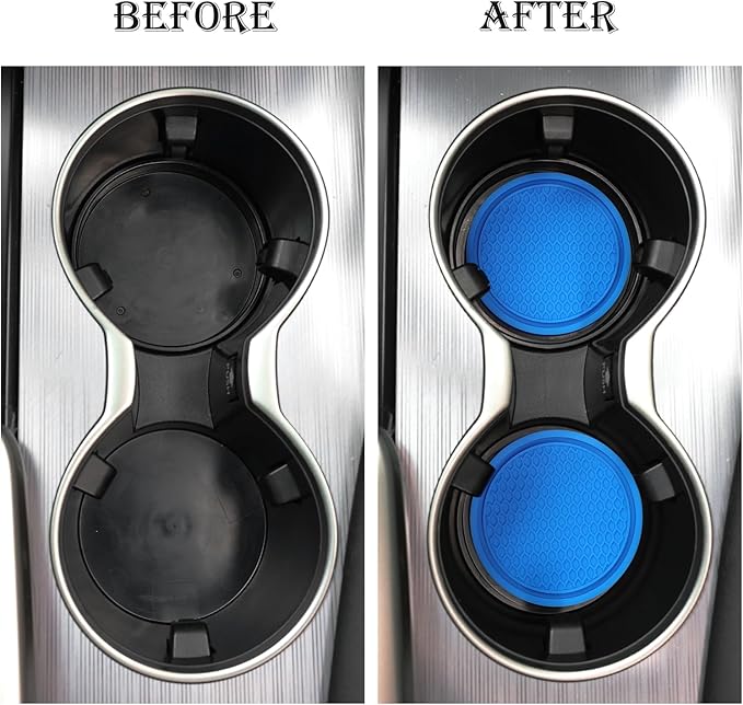 SINGARO Car Cup Coaster, 4PCS Universal Non-Slip Cup Holders Embedded in Ornaments Coaster, Car Interior Accessories, Blue