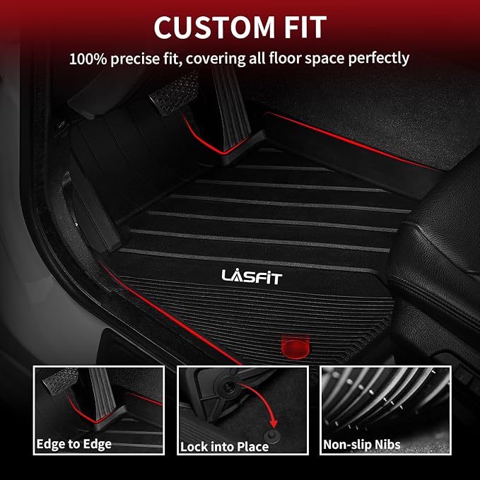 LASFIT Floor Mats & Cargo Mat for 2023 2024 2025 2026 BMW X1 xDrive28i M35i xDrive, Custom Fit TPE All Weather Waterproof Floor Liners Full Set Car Liners, Black