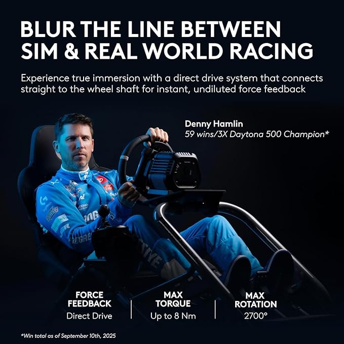 Logitech G RS50 Racing Wheel System - 8Nm Direct Drive Base, RS Wheel Hub with 13 Buttons, 11” Round Wheel + RS Pedals - Sim Racing Pedals with 75 kg Load Cell, Modular Design, for Xbox/PC – Black