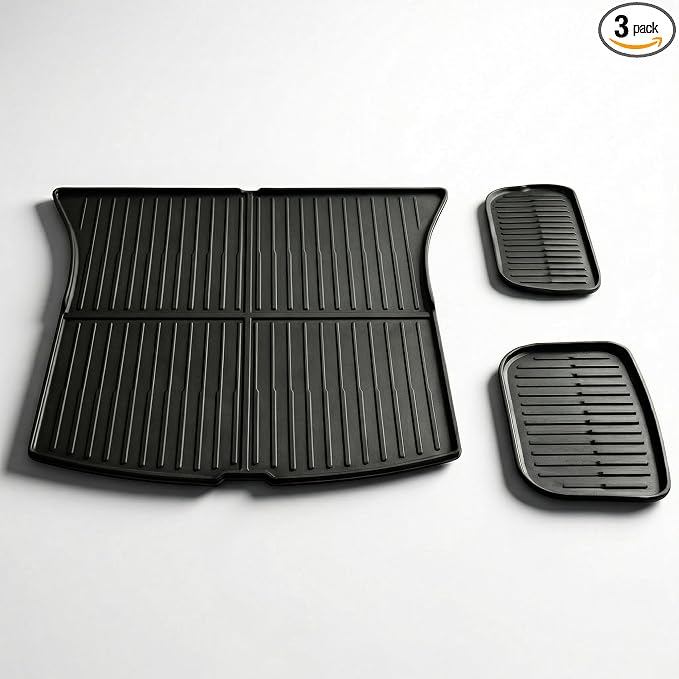 Cargo Liner for Tesla Model Y Juniper Trunk Mat Frunk Front & Rear Trunk Tray Mats All Weather Protector Anti-Slip TPE Accessories 2025 2026(3PCS)