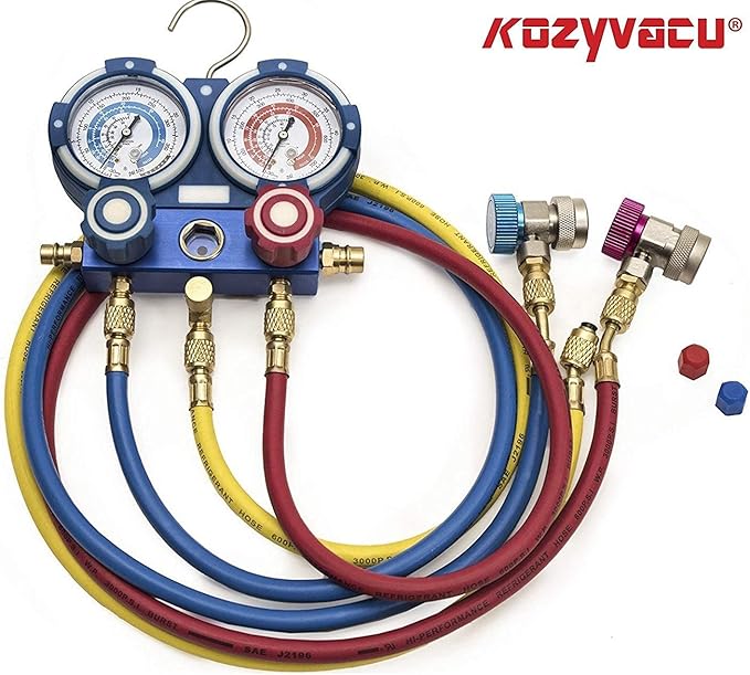 AUTO AC Repair Complete Tool Kit with 1-Stage 3.5 CFM Vacuum Pump, Manifold Gauge Set, Hoses and its Acccessories