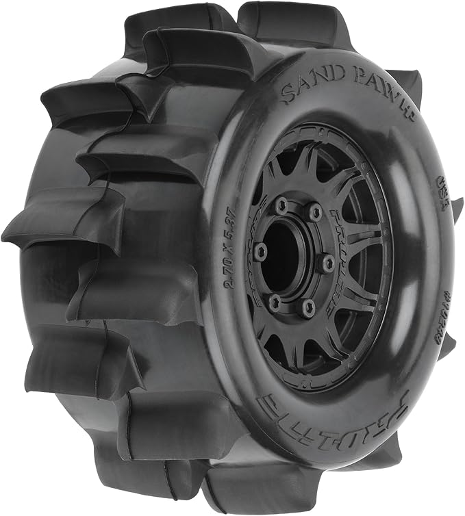 Pro-Line Racing Sand Paw HP Belted 2.8" Sand Truck Tires Mounted on Raid Black 6x30 Removable Hex 12mm & 14mm Wheels 2 PRO1024910