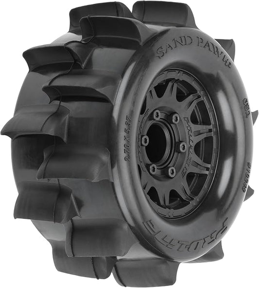 Pro-Line Racing Sand Paw HP Belted 2.8" Sand Truck Tires Mounted on Raid Black 6x30 Removable Hex 12mm & 14mm Wheels 2 PRO1024910