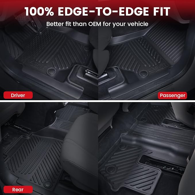 LASFIT Floor Mats Fit for Mercedes Benz GLS 450/580/63 AMG 2020-2026 (Only Fit 6 Seats with Center Console), All Weather TPE Floor Liners for Mercedes GLS 2020-2026, 1st & 2nd & 3rd Row Set