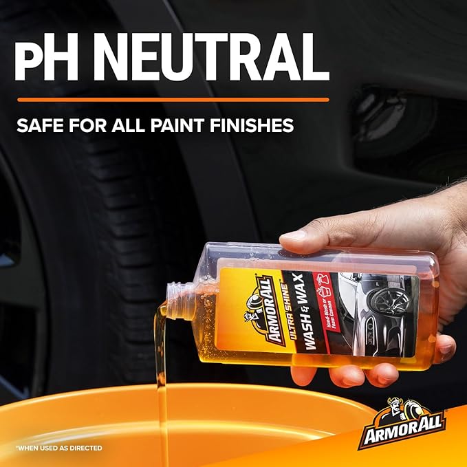 Armor All Ultra Shine Car Wash and Wax, 16 fl oz Bottle, Car Soap with Carnauba Wax for Hand Wash or Foam Cannon