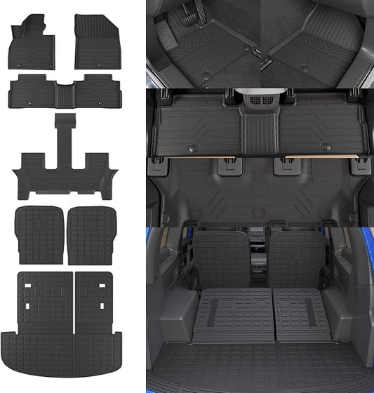 Rongtaod Floor Mats Compatible with 2020-2025 Kia Telluride 7 Seats (Not for 2027) Cargo Liner Back Seat Cover Kick Mat 2024 Telluride Accessories (Floor Mats+Trunk Mat+2nd&3rd Row Backrest Mat)