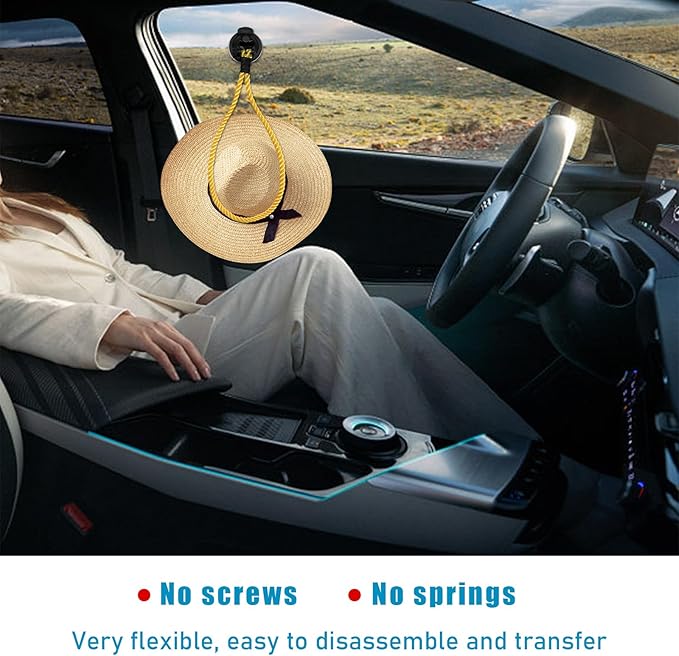 Ziciner Cowboy Hat Mounts for Your Vehicle, Hat Mounts with Suction Cup, Hat Holder Rack to Keeps Your Hat Securely On The Dash, Universal Interior Accessories for Trucks, SUVs, Cars (Yellow)