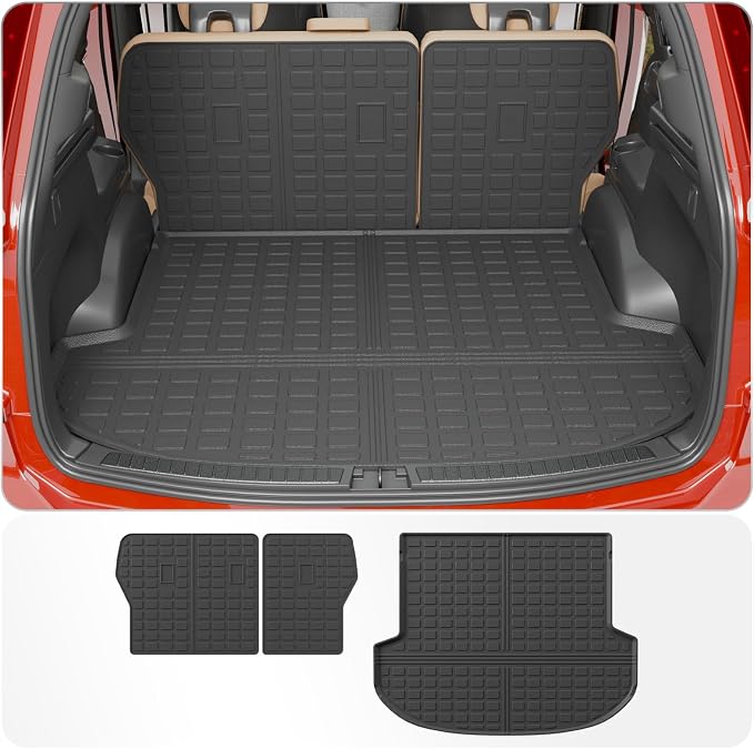 Cargo Liner Compatible with 2021-2023 Hyundai Santa Fe 5 Seats Trunk Liner Cargo Mat TPE All Weather Back Seat Cover Protector 2022 Santa Fe Accessories (Trunk Mat+Backrest Mats)