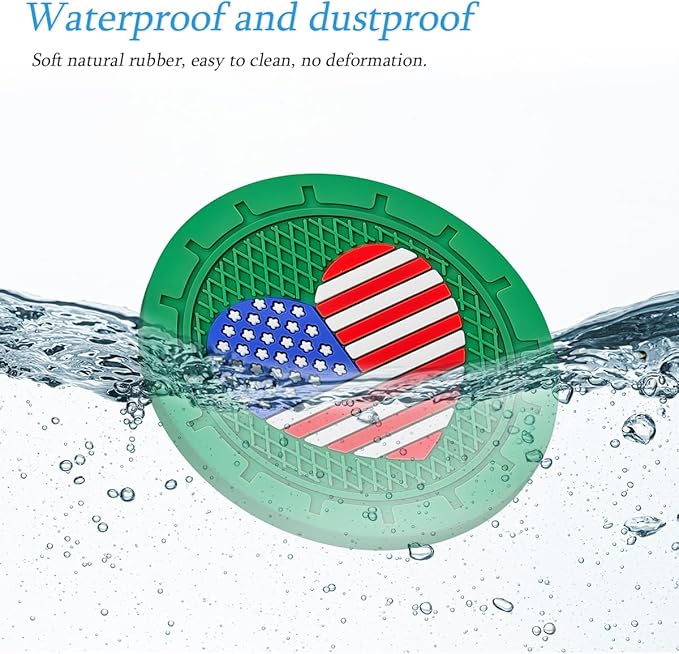 AUCELI 4 Pack Car Cup Holder Coasters, Colored American Flag US Flag Insert Car Cup Coaster, 2.75 Inch Anti Slip Shockproof Embedded Drink Mat, Vehicle Interior Decor Accessories
