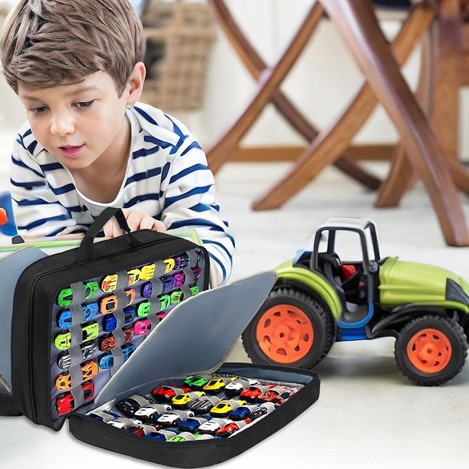 96 Toy Cars Storage Case Compatible with Hot Wheels, Hotwheel Carrying Case for Hot Wheels Car,Matchbox Cars,Mini Toys.Hot Wheel Storage Case,(Black Bag Only)