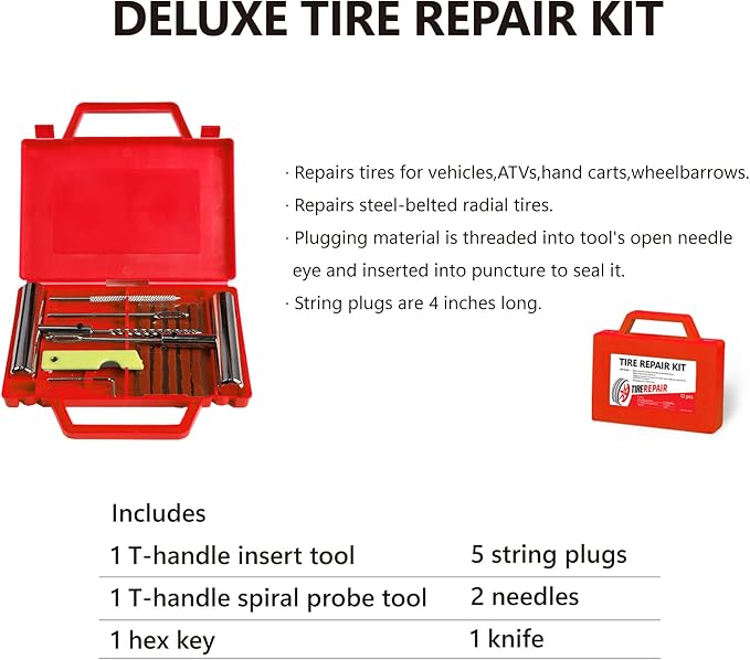 5 Piece Car Truck Floor Jack Service with Jack Stands Tire Repair Kit for Garages, Automotive,Repair Shops and DIY, 2 Ton 4,000 lbs, Lifting Range 3.3" - 15.2", Heavy Duty Steel, Red