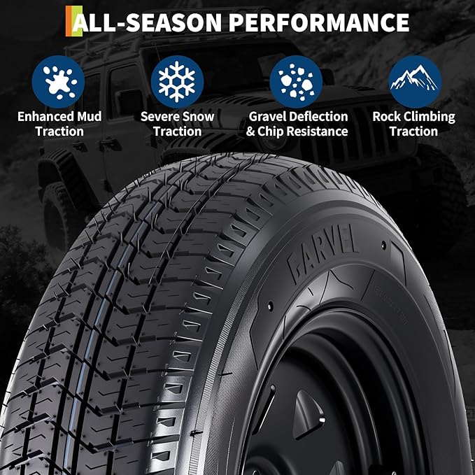 2-Pack Trailer Tire On Rim ST205/75D15 Trailer Tires and Wheels 5 Lug on 4.5 in PCD Trailer Tires with 15 in Rims Load Range C 6PR Black
