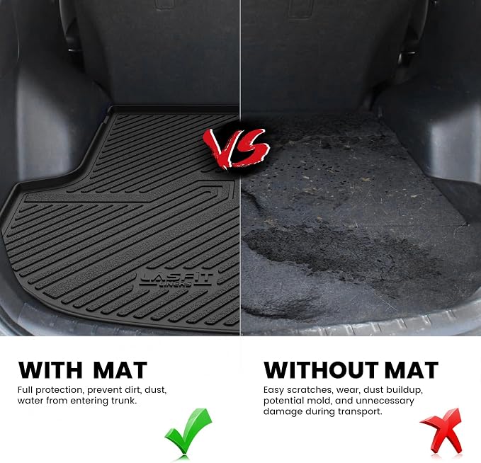 LASFIT Cargo Mat for Hyundai Santa Fe Sport 2018 2017 2016 2015 2014 2013, All Weather TPE Custom Fit Car Trunk Mats Cargo Liners Accessories for Santa Fe Sport 2013-2018, Black