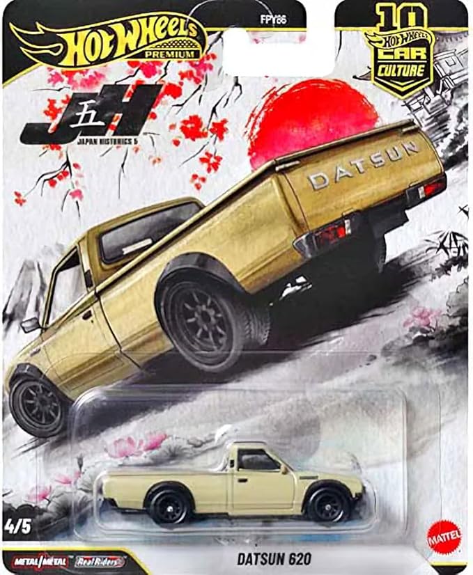 Hot Wheels Japan Historics 5 Premium Car Collection, 5-Pack Diecast Set with Nissan Skyline, Toyota Trueno, Celica, Datsun 620, Honda CRX, Car Culture Series FPY86-961P