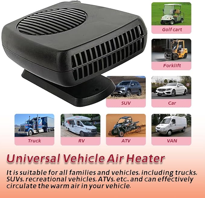 Car Fan and Heater 2 in 1, 200W 12V Air Conditioners for Car,Portable Fan for Vehicle Rotatable Defroster Demister Cooling Fans for SUV,RV