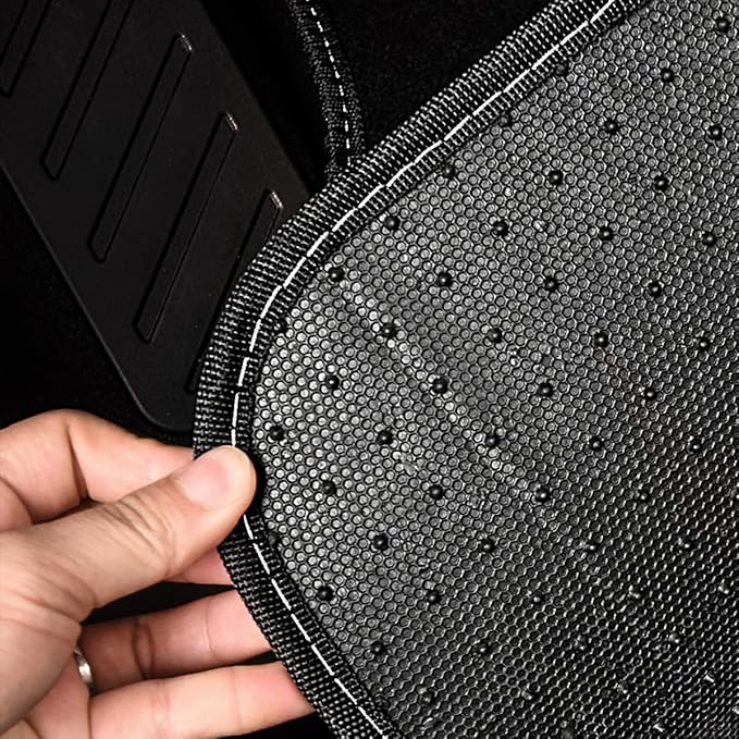 CAR PASS Rainbow Waterproof Universal Fit Faux Leather Car Carpet- Anti-Slip Nibbed Backing Floor Mats for SUV, Vans, Sedans, Trucks, Automotive Set of 4 (Black with Gray)