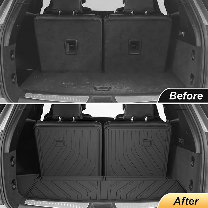Cargo Liner & Third Row Seat Back Mats Custom Fit for Cadillac XT6 2020–2025 2026, TPE All Weather Waterproof Rear Cargo Mat Rear Trunk Liner Back Seat Cover Protector Trunk Mat Tray Pad Boot