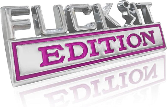 Fuck IT Edition Emblem, Car Exterior Emblems Badge 3D Sticker Decal, Fuck-IT Edition Emblem 3D Fender Badge Decal, 3D Fender Badge Decal Car Truck Replacement, Fit for All Cars (Sliver Purple)