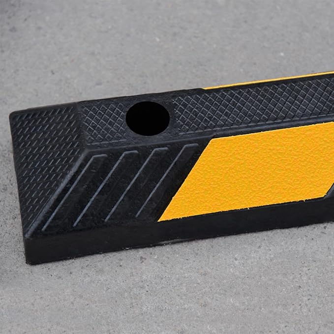 72" Heavy-Duty Rubber Parking Curb, Installation Kits Included 6-Foot Wheel Stopper for Garage, Driveway & Parking Lot Vehicles Truck Driveway Protect Cars Vans Trucks Pumpers (72" - 2Pack)
