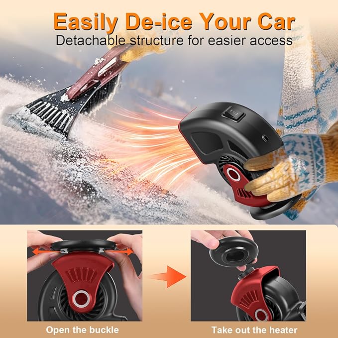 Car Heater,12V Portable Heaters for Vehicle,Plugs into Cigarette Lighter,360° Rotation Fast Heating Auto Car Window Defroster Windshield Defogger,2 in 1 Heating & Cooling Automobile Heater(Red)