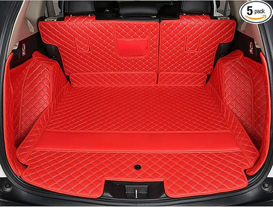 Red Floor Trunk Liner Mat Vehicles Cargo Mats & Back Seat Mat & High Side Panel Custom Fit