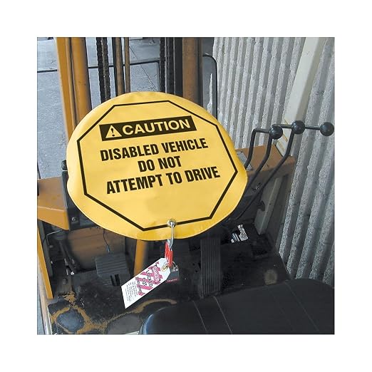 AccuformNMC Steering Wheel Cover for Lockout Tagout, OSHA-Style Legend Danger DO NOT Operate OR Move Vehicle..., Reinforced Vinyl, 16" Diameter, KDD811