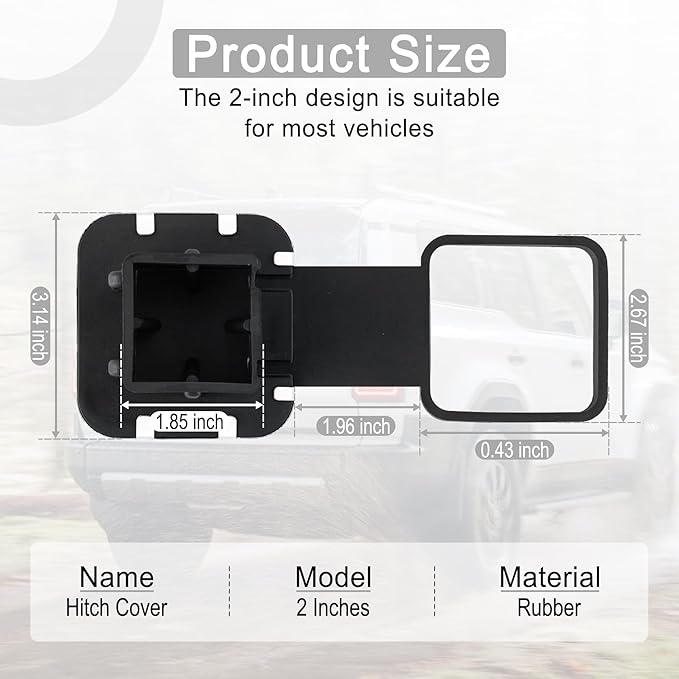 UYYE 2 Inch Rubber Trailer Hitch Cover, American Flag Rubber Hitch Tube Cover Plug Cap, Car Exterior Accessories Fits for Most Vehicles Hitch Receivers, Hitch Cover Tube Plug Cap (Silver-Black)