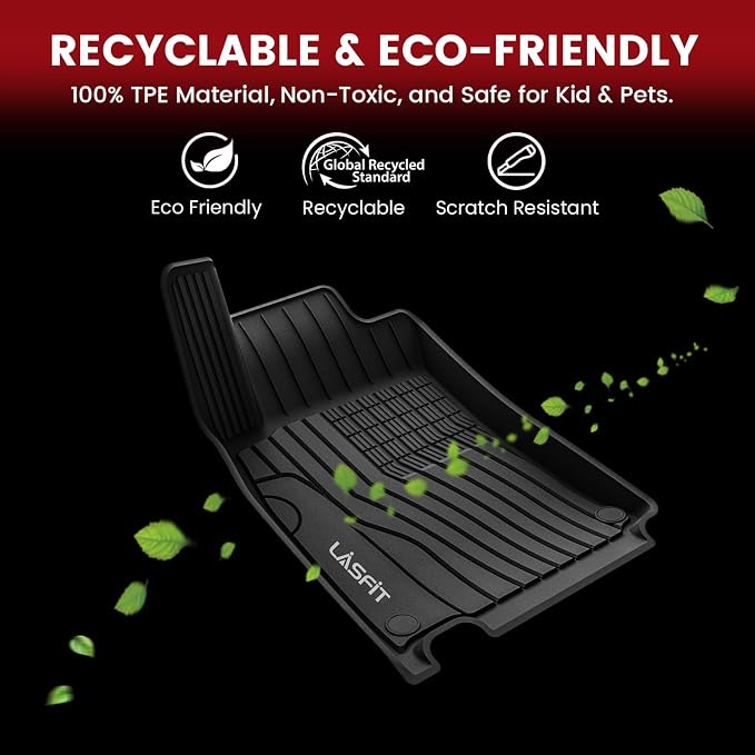 LASFIT Floor Mats for Mercedes Benz GLB 250/35 AMG (Fit 5 Seats) 2026 2025 2024 2023 2022 2021 2020, All Weather TPE Custom Fit Floor Liners for GLB250 & GLB35 AMG 1st & 2nd Row Car Mats, Black