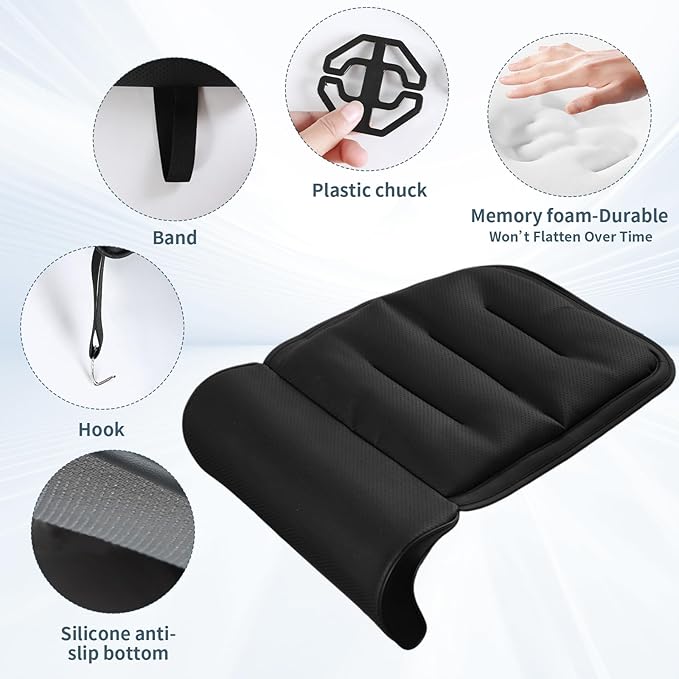 Car Seat Leg Rest Extender with Memory Foam Cushion and Soft Leather Cover - Universal Car & Home Seat Footrest Support for Extended Comfort During Long Trips, Travel, or Relaxation, Black