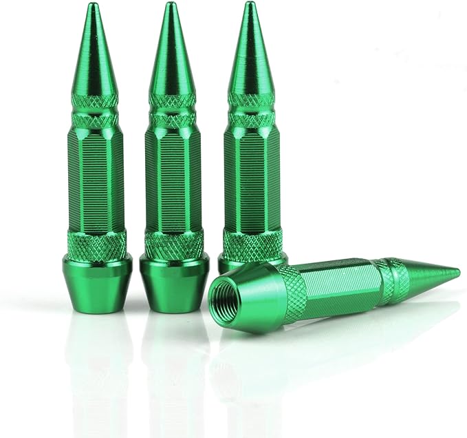 SINGARO 60mm Spiked Valve Caps,Aluminum Alloy Dustproof and Waterproof Tire Valve Stem Caps, Suitable for Cars, Trucks and Motorcycles (4PCS Green)