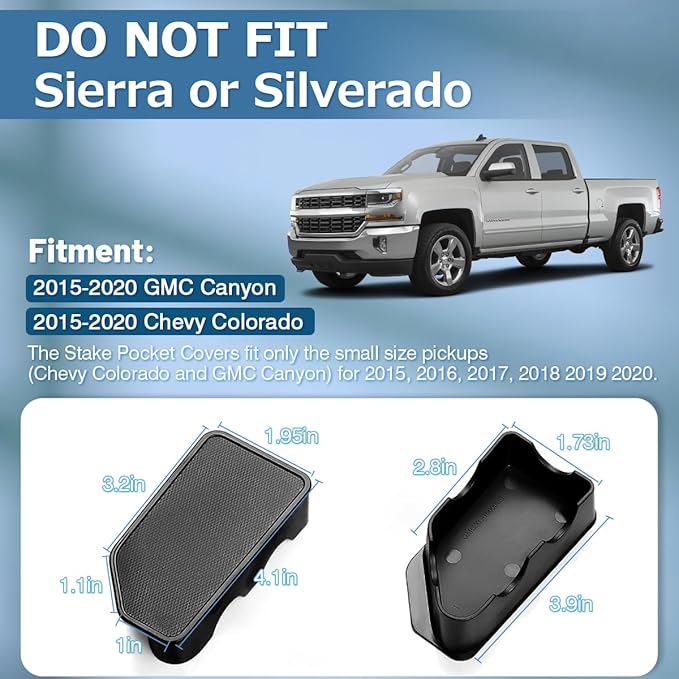 Shademax Custom Fit for Stake Pocket Covers 2014-2018 GMC Sierra 1500 Chevy Silverado 1500/2500/2500HD/3500 Truck Bed Rail Stake Truck Tonneau Covers Stake Pocket Hole Plugs Caps 2PCS