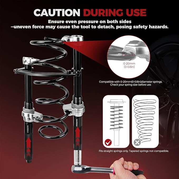 BILITOOLS 2-Piece Coil Spring Compressor Tool Heavy Duty Macpherson Strut Spring Compression Set with Safety Jaws and Holder, Max Load.2645LB