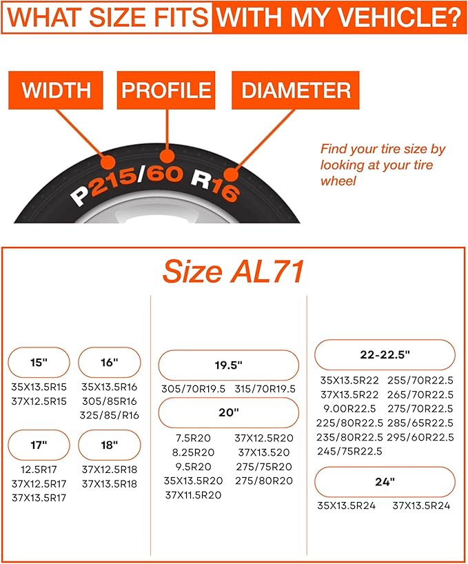 AutoSock Commercial Vehicle Snow Socks for Tires, AL71 - Car Sock Tire Traction Device for Snow, Ultimate Chain Alternative for Buses and Trucks, Pack of 2