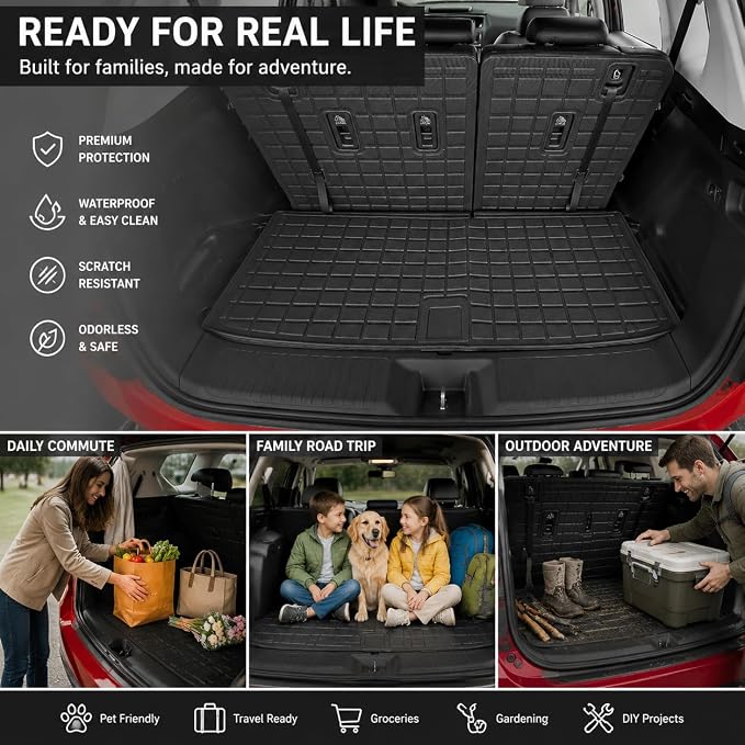 Floor Mats for 2023 2024 2025 2026 Honda Pilot, All Weather Trunk Liner TPE Trunk Mat Cargo Mat Back Seat Cover for Pilot Car Accessories (Floor Mat,2-in-1 Cargo Liner)