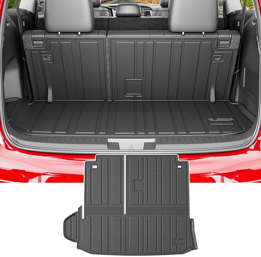 powoq Cargo Mat Compatible with 2020-2026 Toyota Highlander Backrest Mat TPE Cargo Liners Replacement for Toyota Highlander Accessories (Fit 2020-2026 Highlander,Rear Cargo Mat with Backrest Mat)