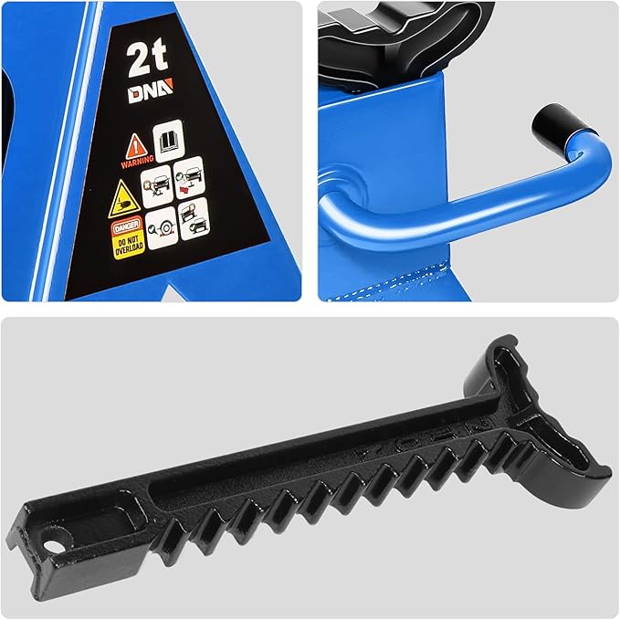 DNA Motoring 2 Ton Car Jack and Stands Kit 2T(4000 lbs) Capacity Low Profile Hydraulic Trolley Service/Floor Jack with 2 Ratchet Stands Combo for Home Garage Shop, Blue, TOOLS-00476