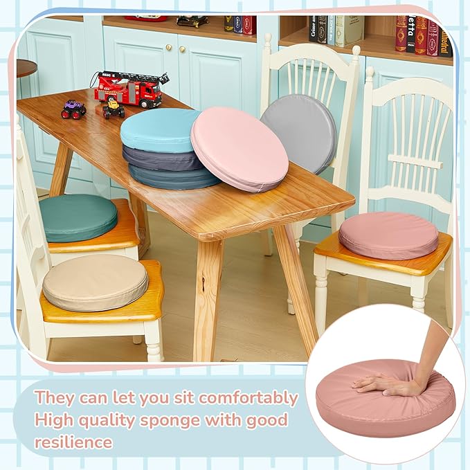 Juexica 8 Pcs Extra Thick Flexible Seating Floor Cushion Assorted Colored Floor Pillow Classroom Seat Cushion Soft Classroom Seating for Kid Learning(Light Morandi,13.8 x 13.8 x 2 Inch,Round)