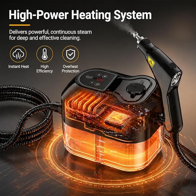 2500W Handheld High-Temperature Pressurized Steam Cleaner, Professional High-Pressure Rapid-Heating Steam Cleaner, Steam Cleaner For Car, Kitchen, Bathroom, Furniture, Windows (White)