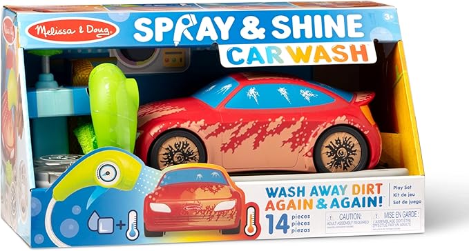 Melissa & Doug Spray & Shine Car Wash Color-Changing Water Toy Play Set Boys and Girls 3+