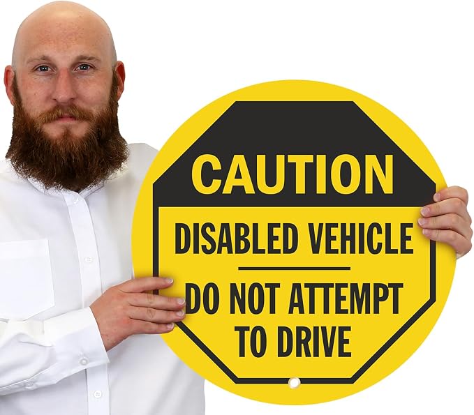 SmartSign Caution - Disabled Vehicle, Do Not Attempt to Drive Steering Wheel Lock Out Cover | 20" x 20", Made in USA