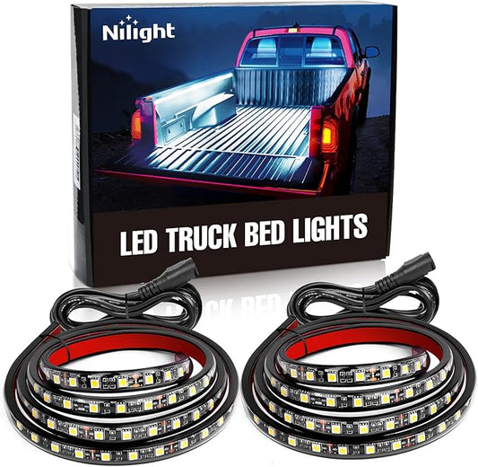 Nilight - TR-05 2PCS 60 Inch 180 LEDs Bed Strip Kit with Waterproof on/Off Switch Blade Fuse 2-Way Splitter Extension Cable for Cargo, Pickup Truck, SUV, RV, Boat , 2 Years Warranty